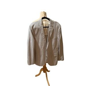 J. Crew Men's Seersucker Suit Blue White Stripe Jacket: 46R Pants: 38/32